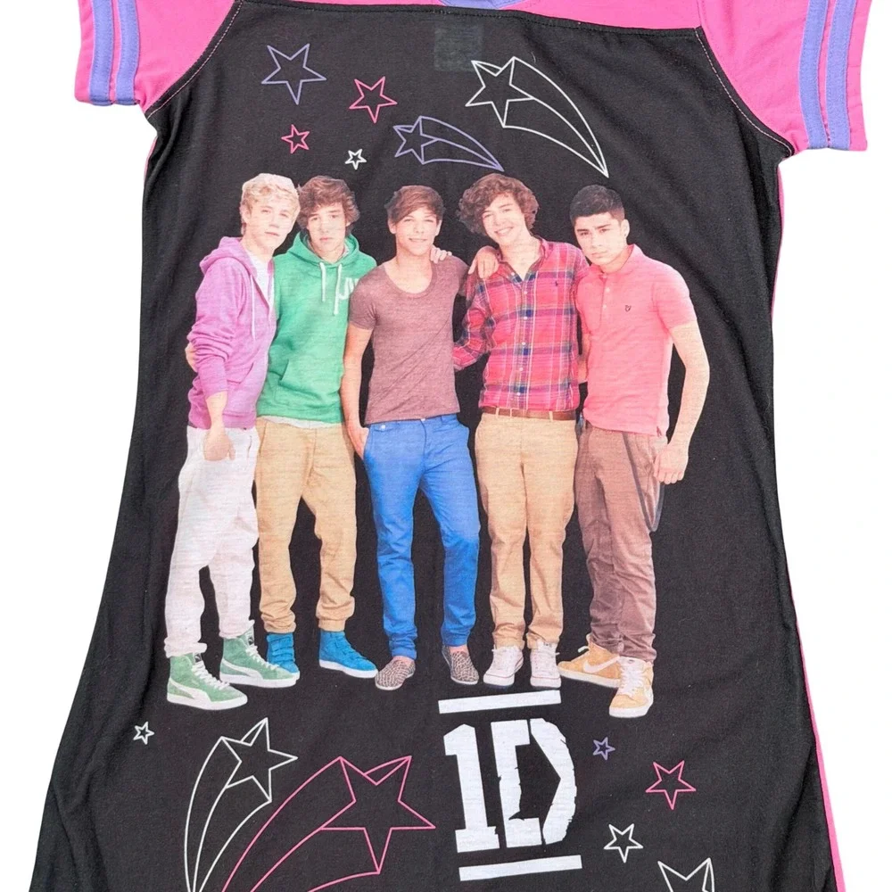One Direction 1D Nightgown‎ Kids M 8/10 Pink Black Graphic pajamas Harry Styles